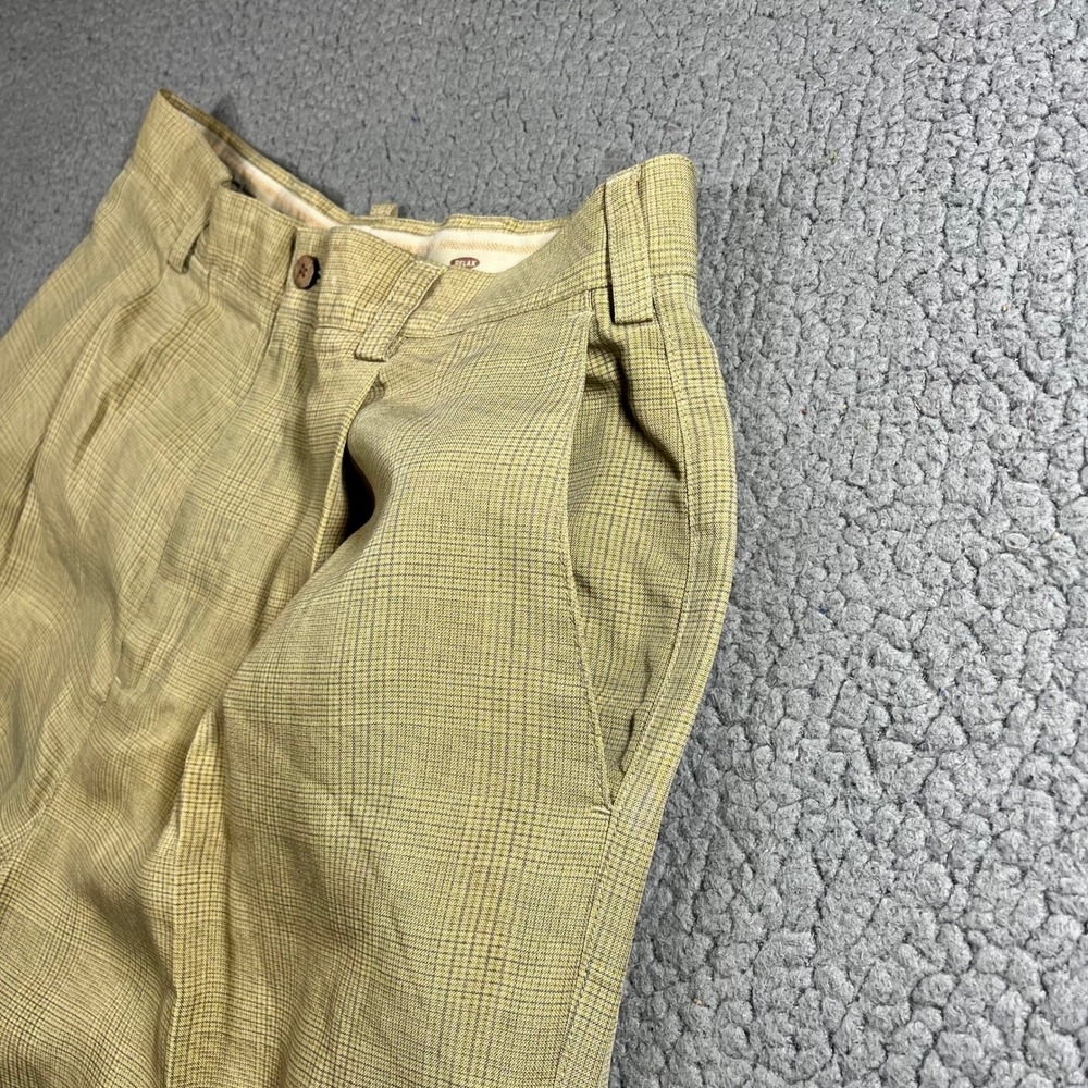 ommy Bahama Pants Mens 36 (32x31) Relaxed Tan Plaid Pleated Tencel Trousers - Picture 4 of 14